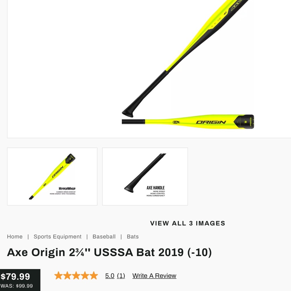 AXE Origin Drop 10 2019 31 in bat